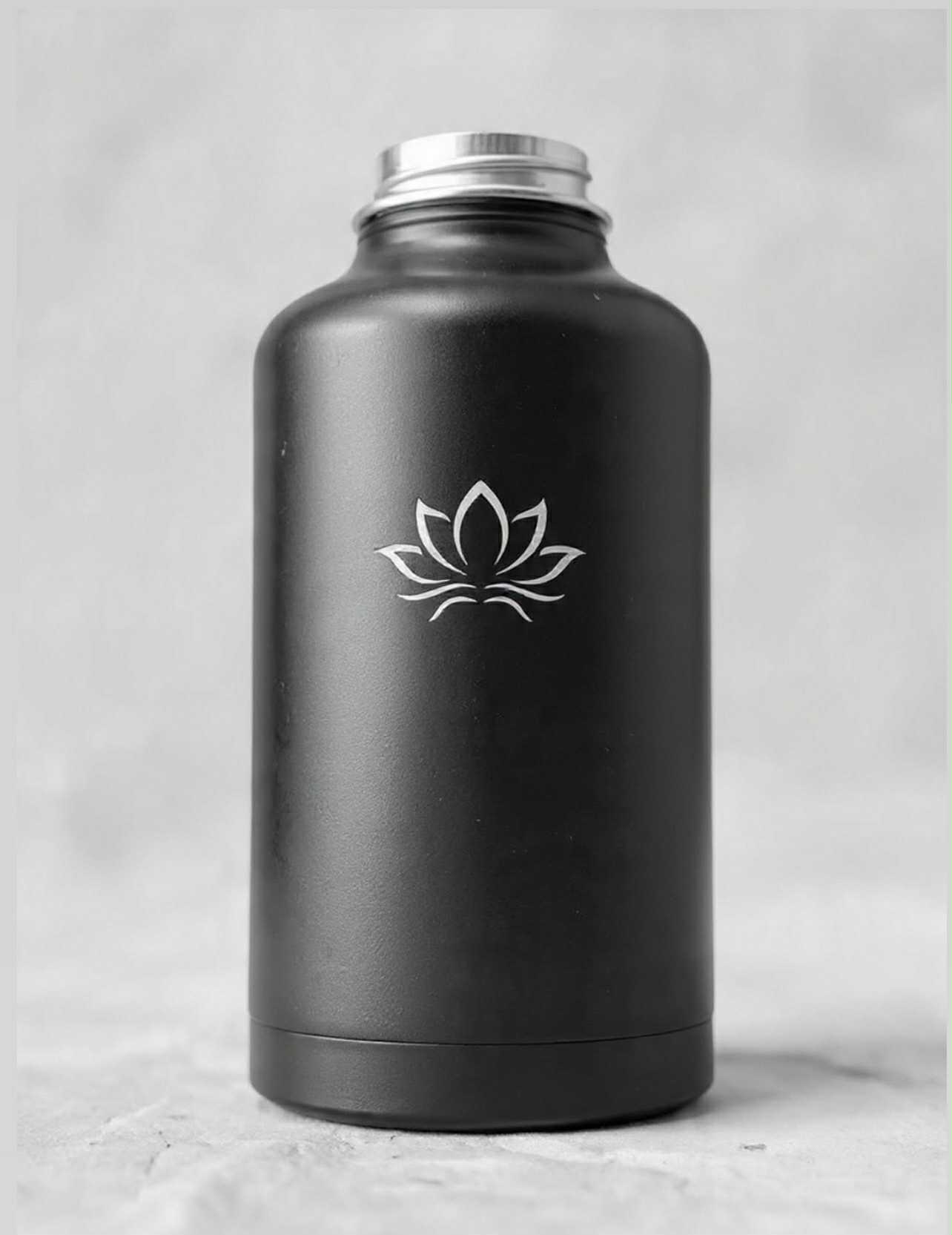 64oz BLACK INSULATED WATER BOTTLE - LIVING LOTUS
