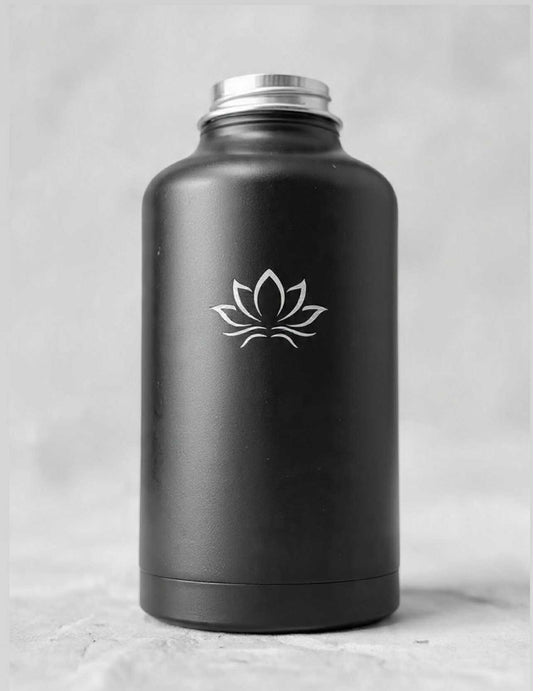 64oz BLACK INSULATED WATER BOTTLE - LIVING LOTUS
